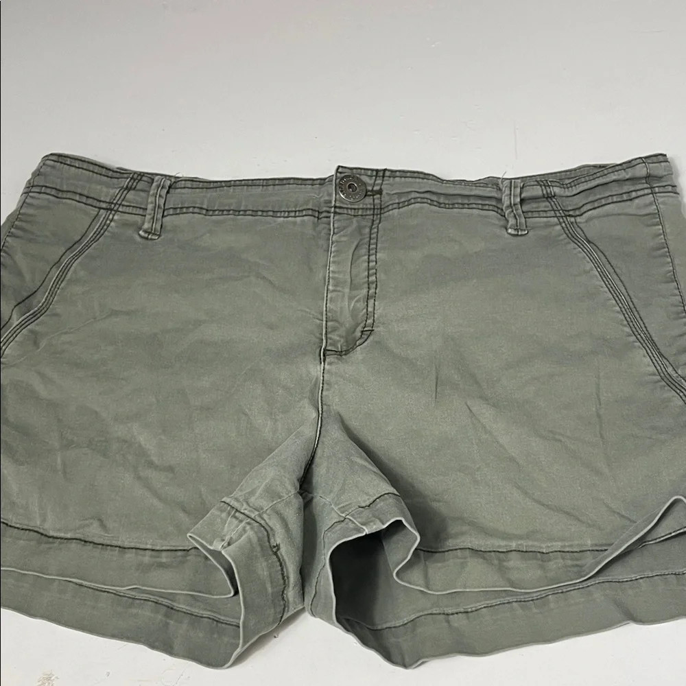Vintage Faded Glory Sz 18 Stretch Army Green Denim Jean Shorts
